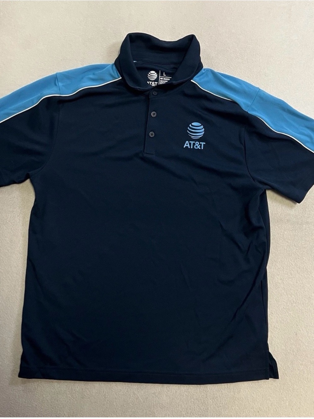 Att men’s Navy Polo with Light Blue Accents